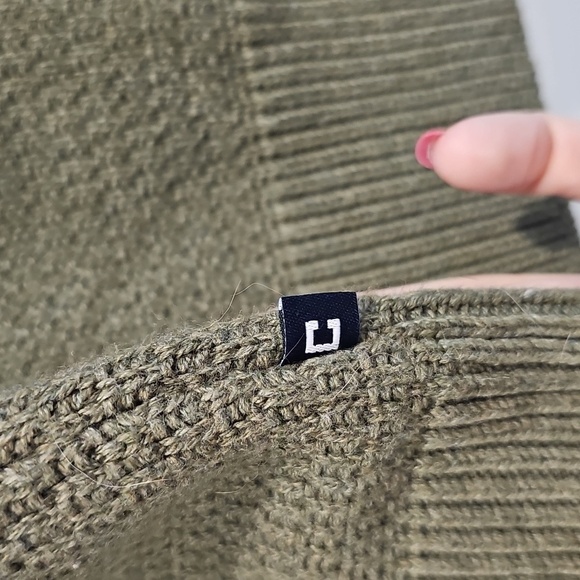 Chaps Olive green Shawl-neck tight knit sweater Medium Long - Picture 3 of 7